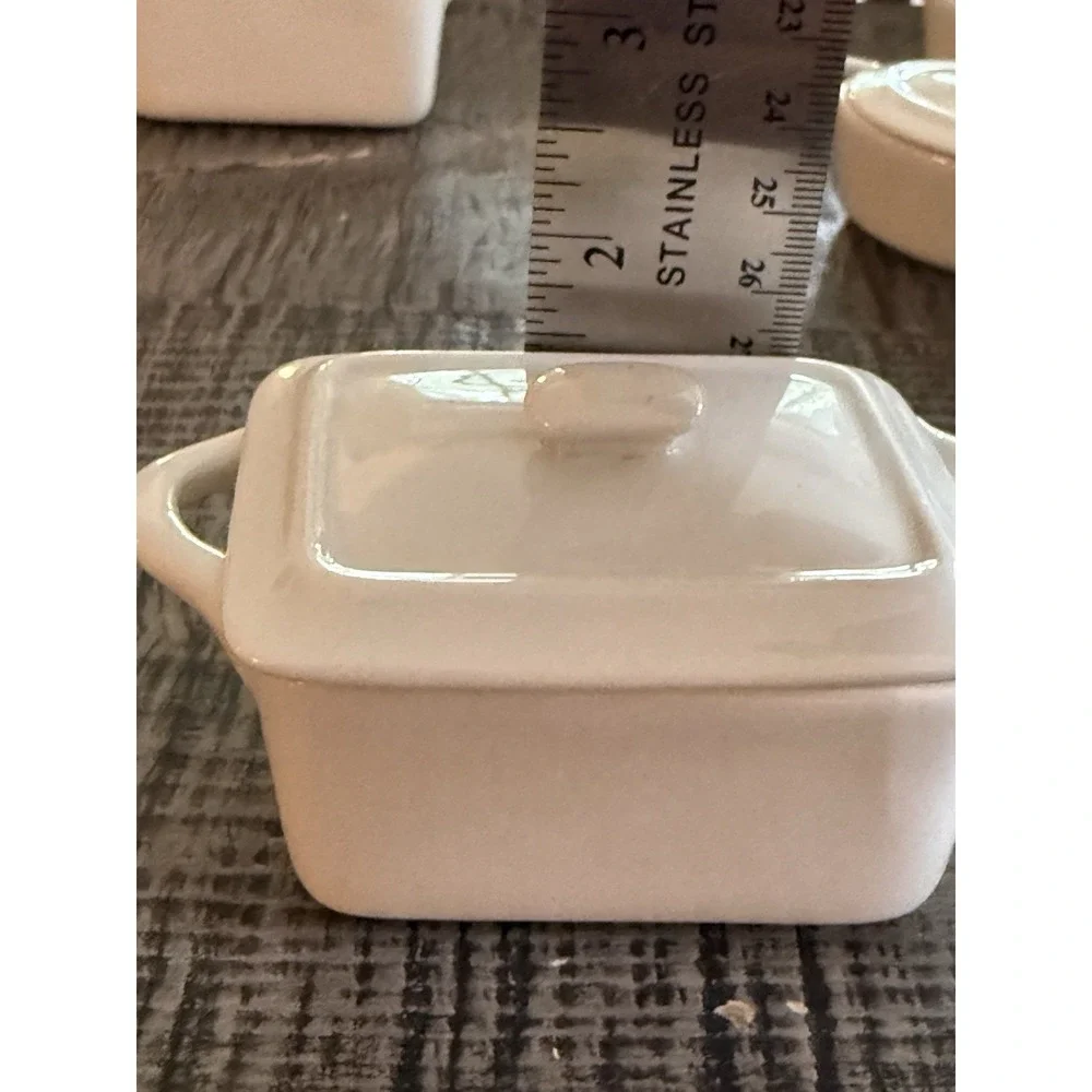 White Essentials Mini Cocotte Style Dishes 6 Ceramic Pots 5 Lids White